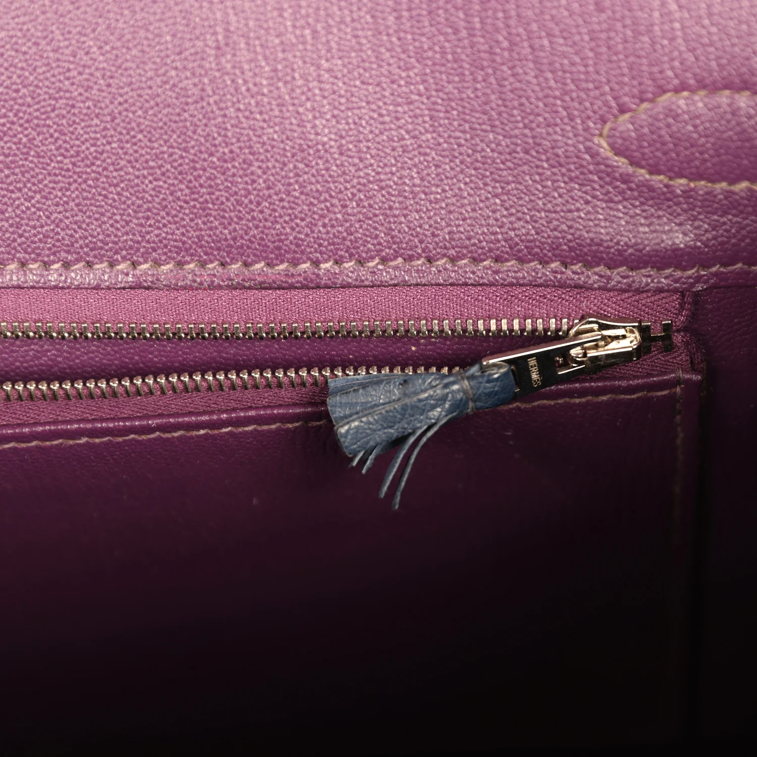 Hermes Birkin Ghillies 30 Violet, Bleu De Malte, Chocolat Ostrich Palladium Hardware