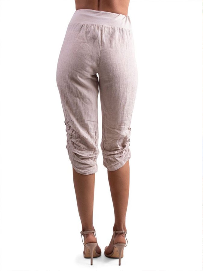 Women's Casual Cotton Linen Cropped Pants