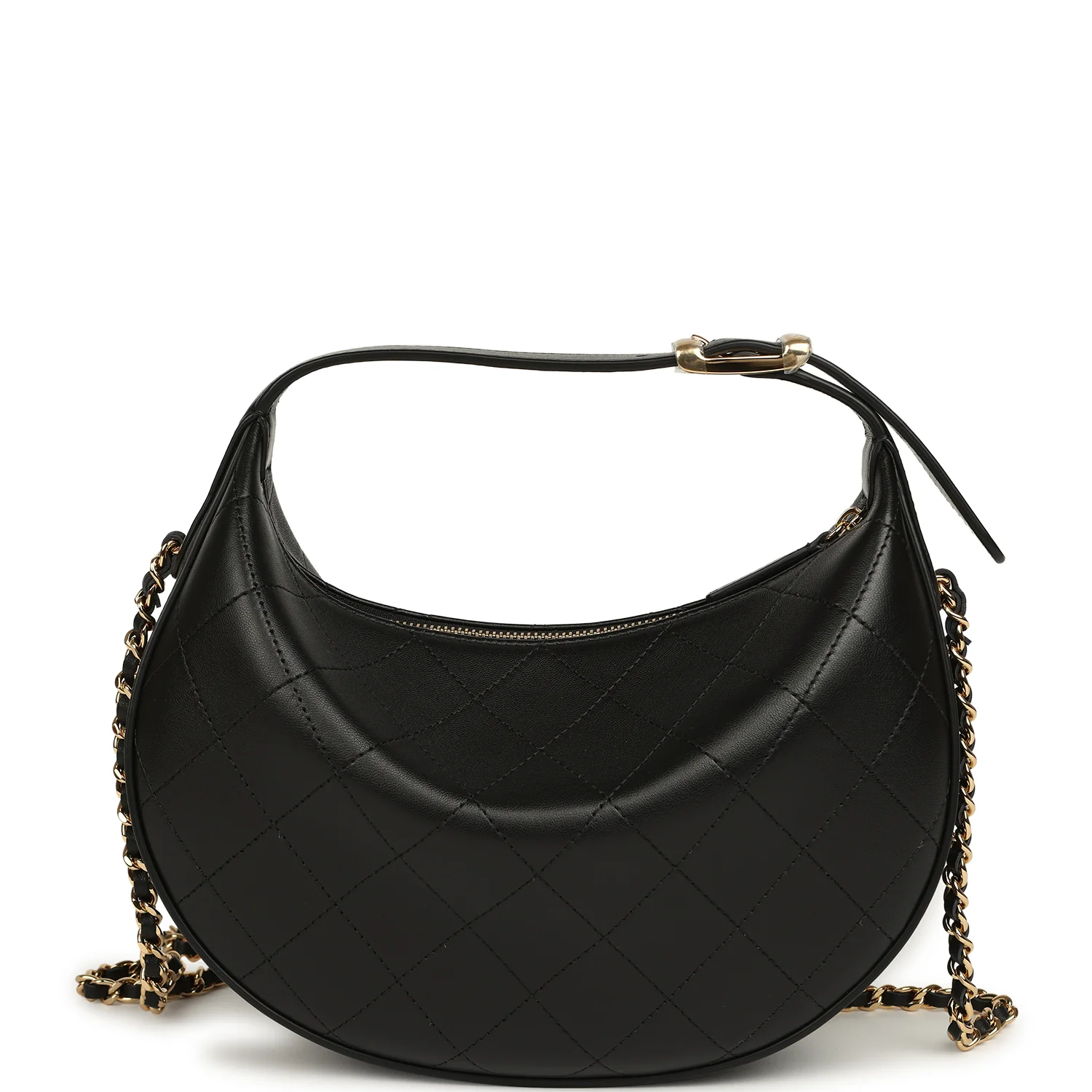 Chanel Top Handle Soft Hobo with Chain Black Lambskin Gold Hardware