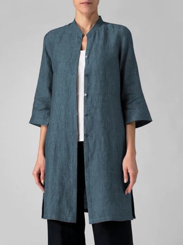 Cotton And Linen Irregular Shirt Cardigan