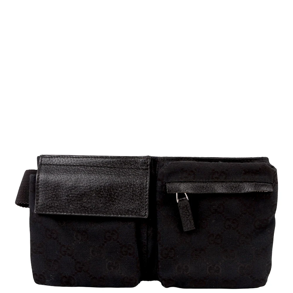 GUCCI 162962 GG Canvas Mini Waist Bag Black