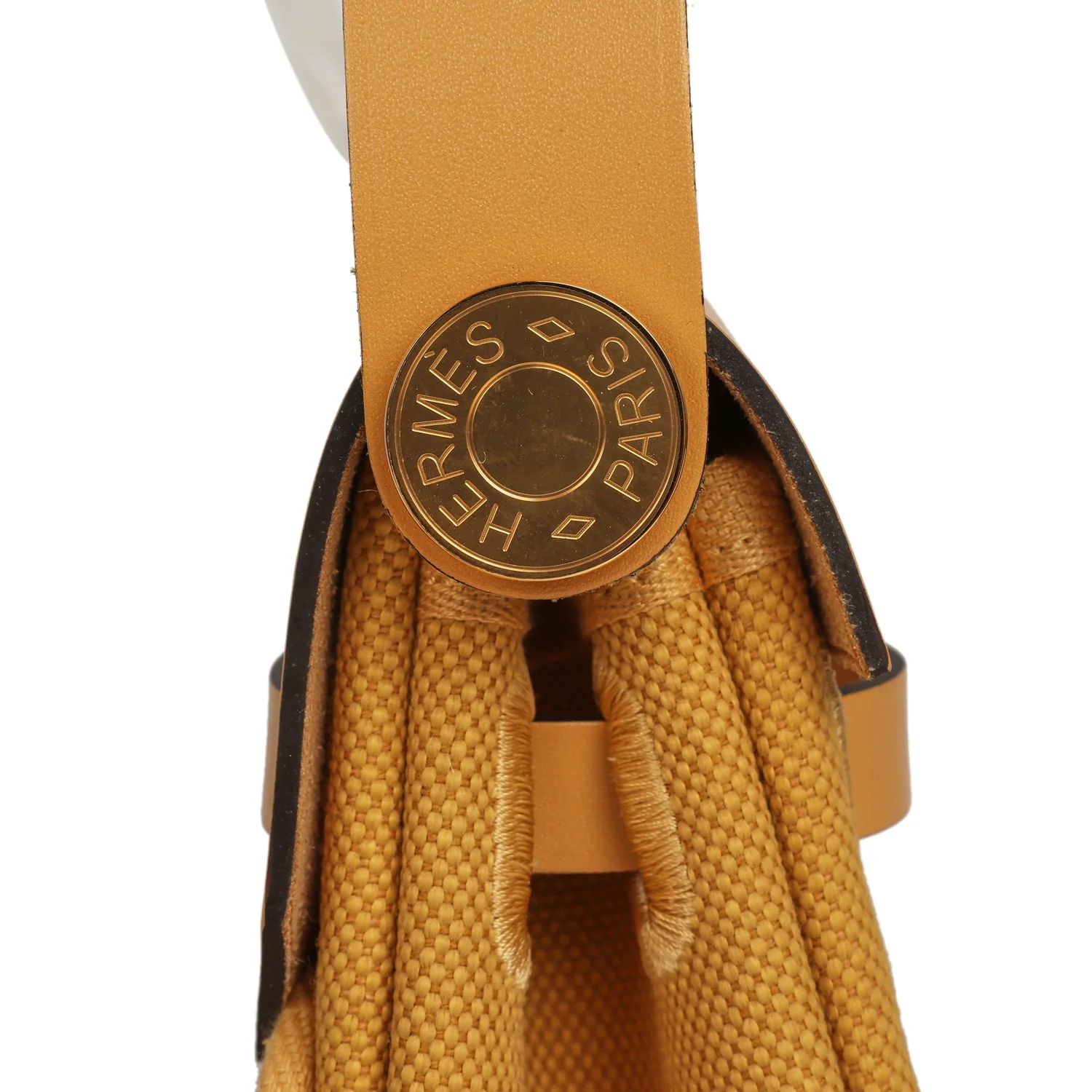 Hermes Herbag Zip 20 Mini Paille Toile Militaire Canvas, Vache Hunter Gold Hardware