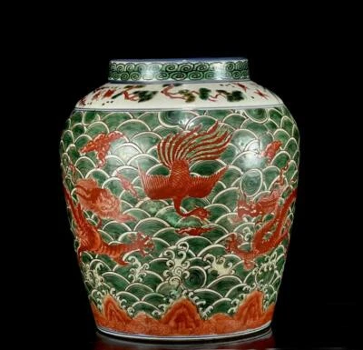 Wanli Signed Old Chinese Wucai Jar Pot W/dragon N1043