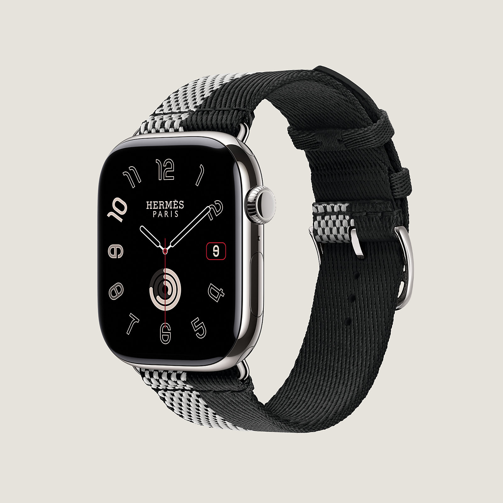 Band Apple Watch Hermès Single Tour 46 mm Toile H Double Jeu