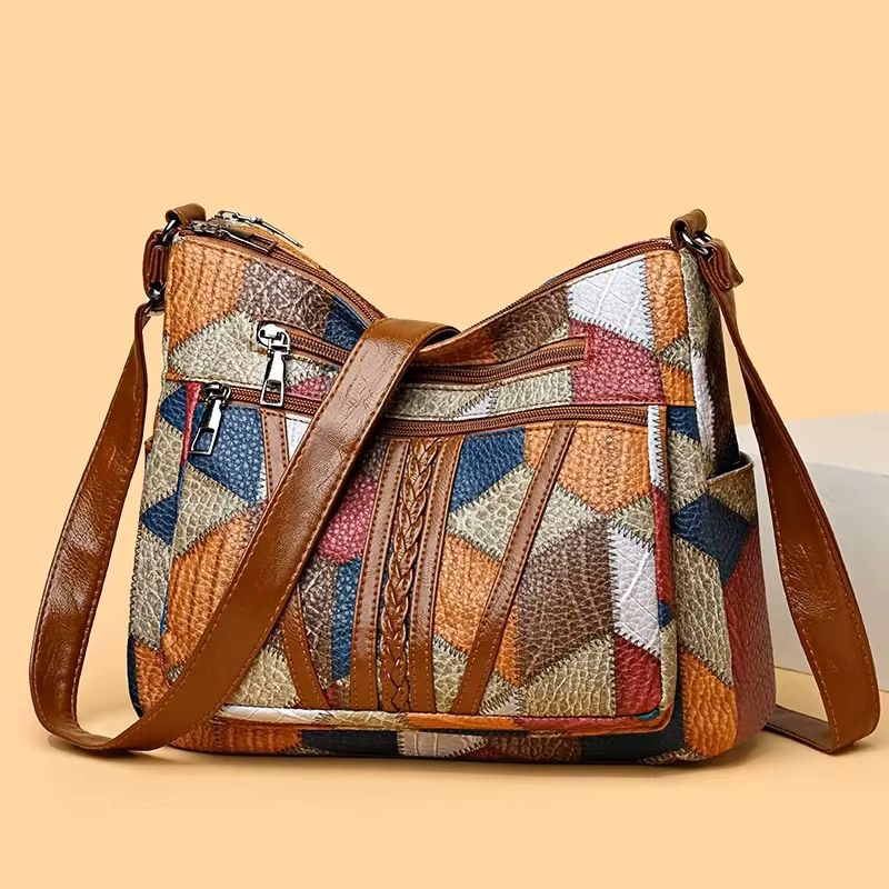 Women’s Elegant Vintage Crossbody Bag Trendy HandBag Fashion Multi-pockets Shoulder Bag All-match Retro Crossbody Bag for Daily