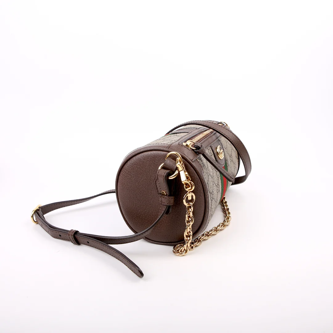 795194 GG Supreme Ophidia Web Barrel Shoulder Brown