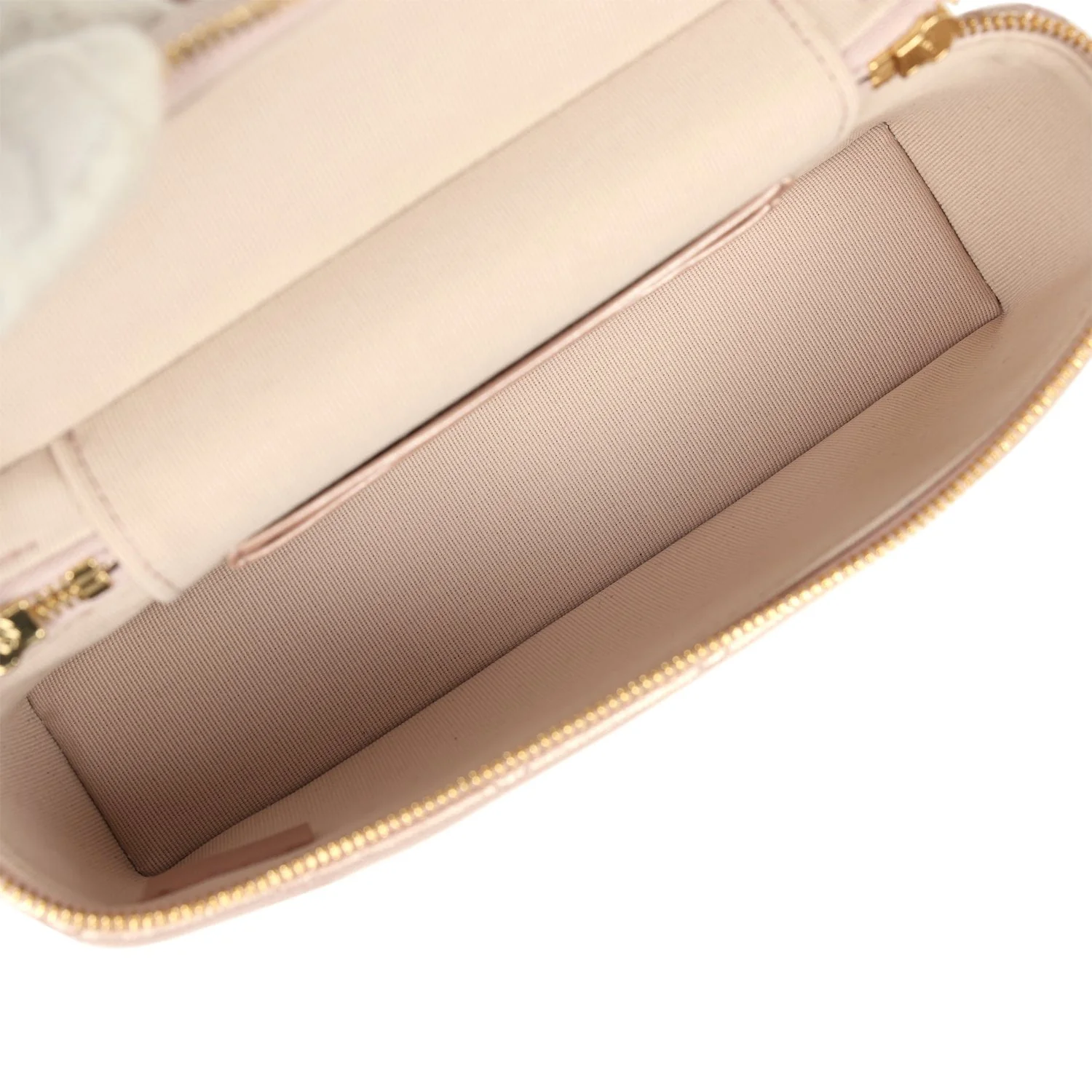 Chanel Top Handle Long Vanity Case with Chain Pink Iridescent Grained Goatskin Gold Hardware