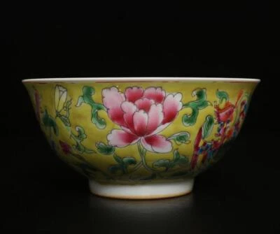 Qianlong Signed Antique Chinese Famille Rose Bowl W/phoenix