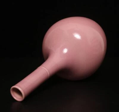 26.5CM Tianqi Signed Old Chinese Pink Glaze Vase
