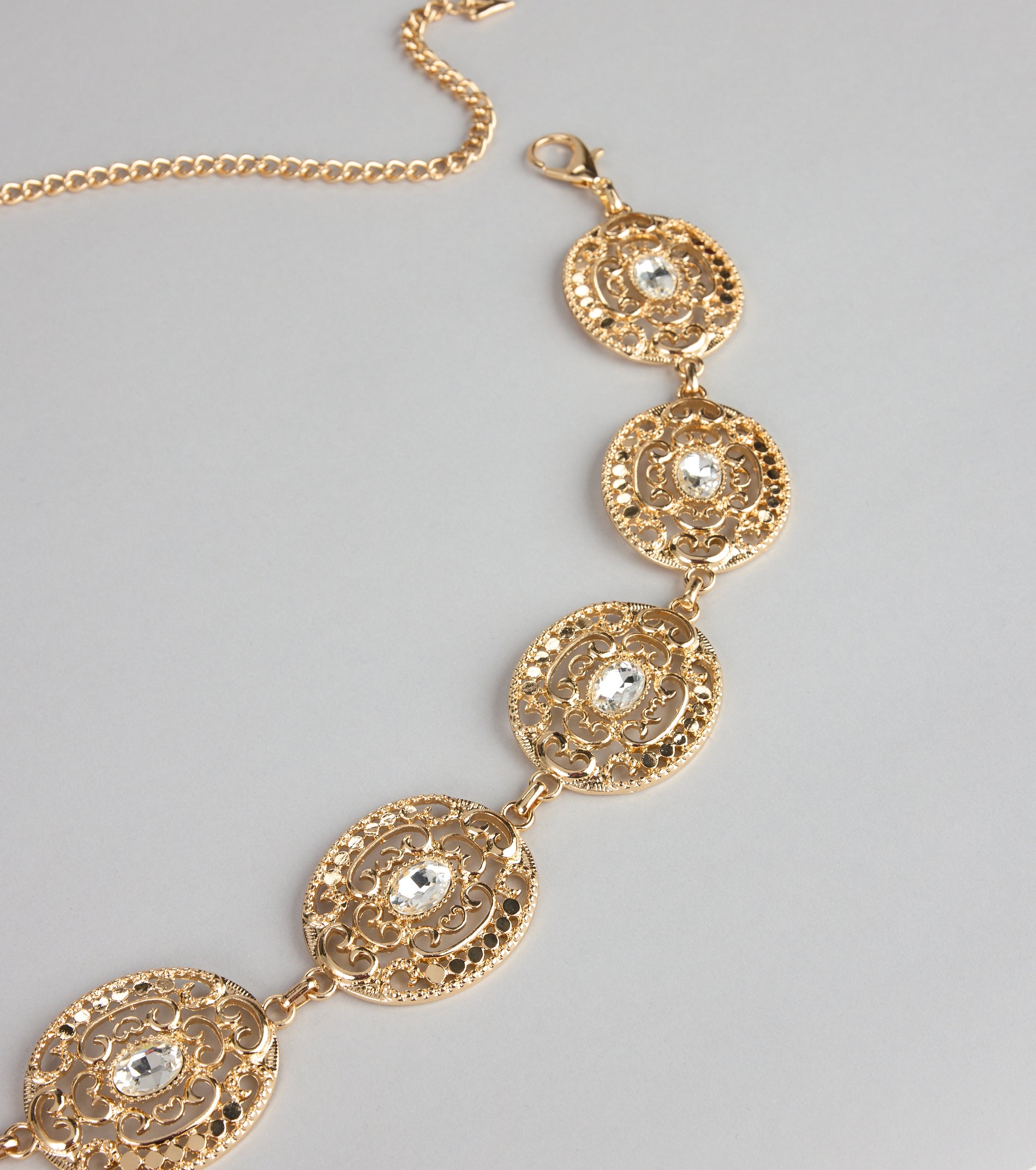 Golden Hour Glam Rhinestone Chain-Link Belt
