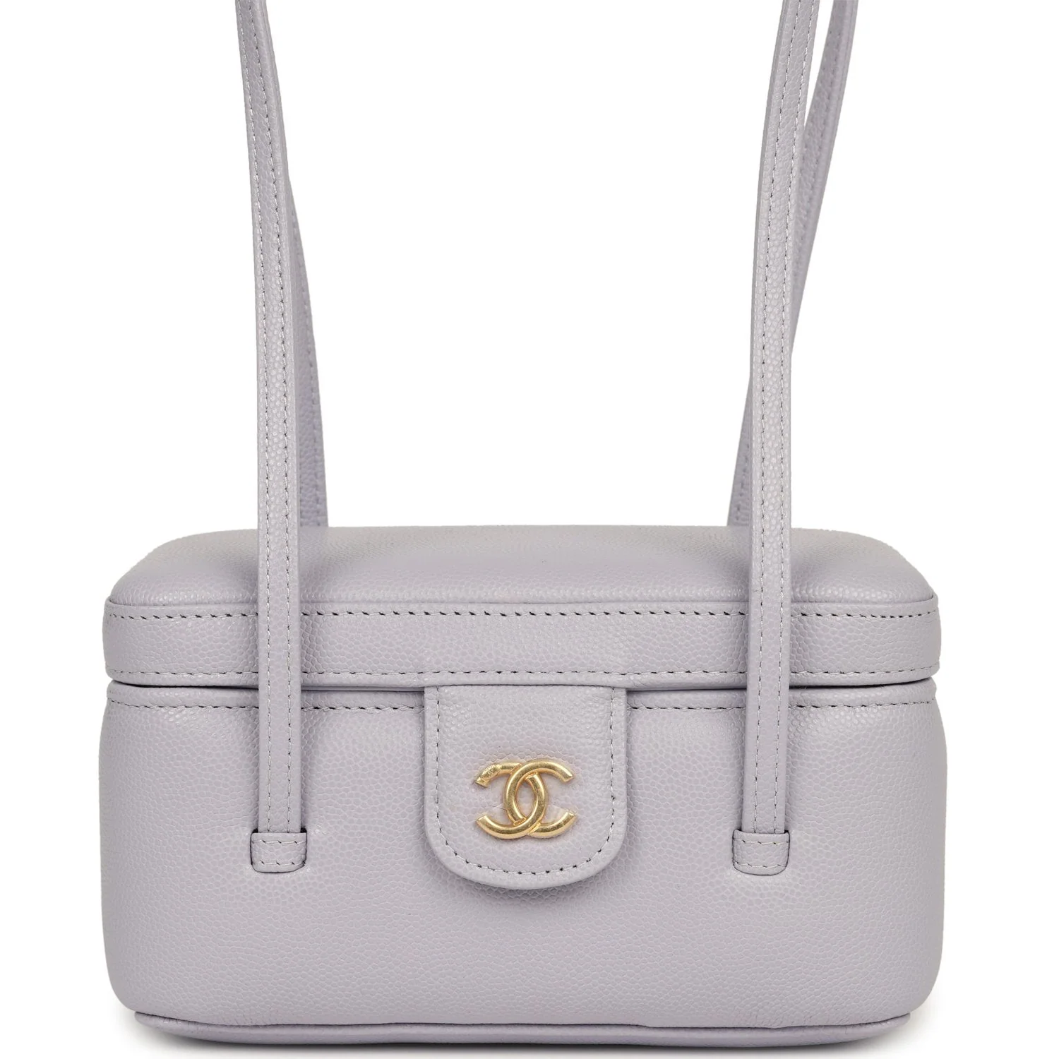 CHANEL Preppy Coco Long Vanity With Straps Light Purple Shiny Caviar Brushed Gold Hardware