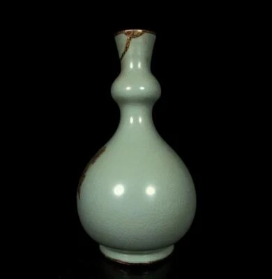 Old Chinese Ru Yao Ru Kiln Gourd Vase w/kid Q1119