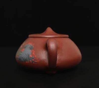 Xu Jianjun Signed Old Chinese Handmade Yixing Zisha Teapot w/orchid