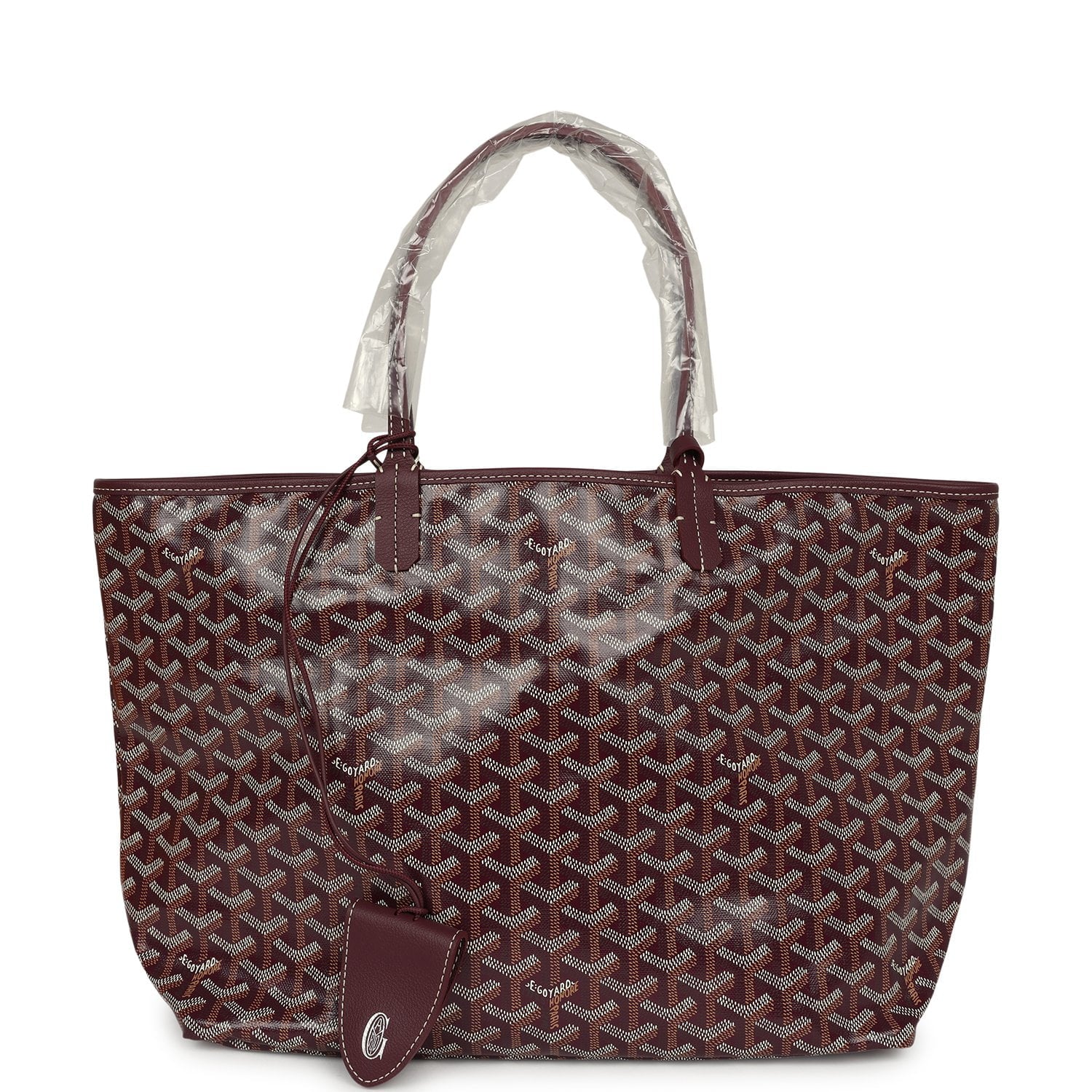 GOYARD Goyardine Canvas Burgundy Saint Louis PM Tote Palladium Hardware