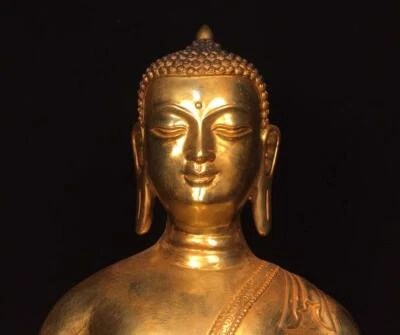 39CM Yongle Signed Old Chinese Bronze Statue Buddha N1649