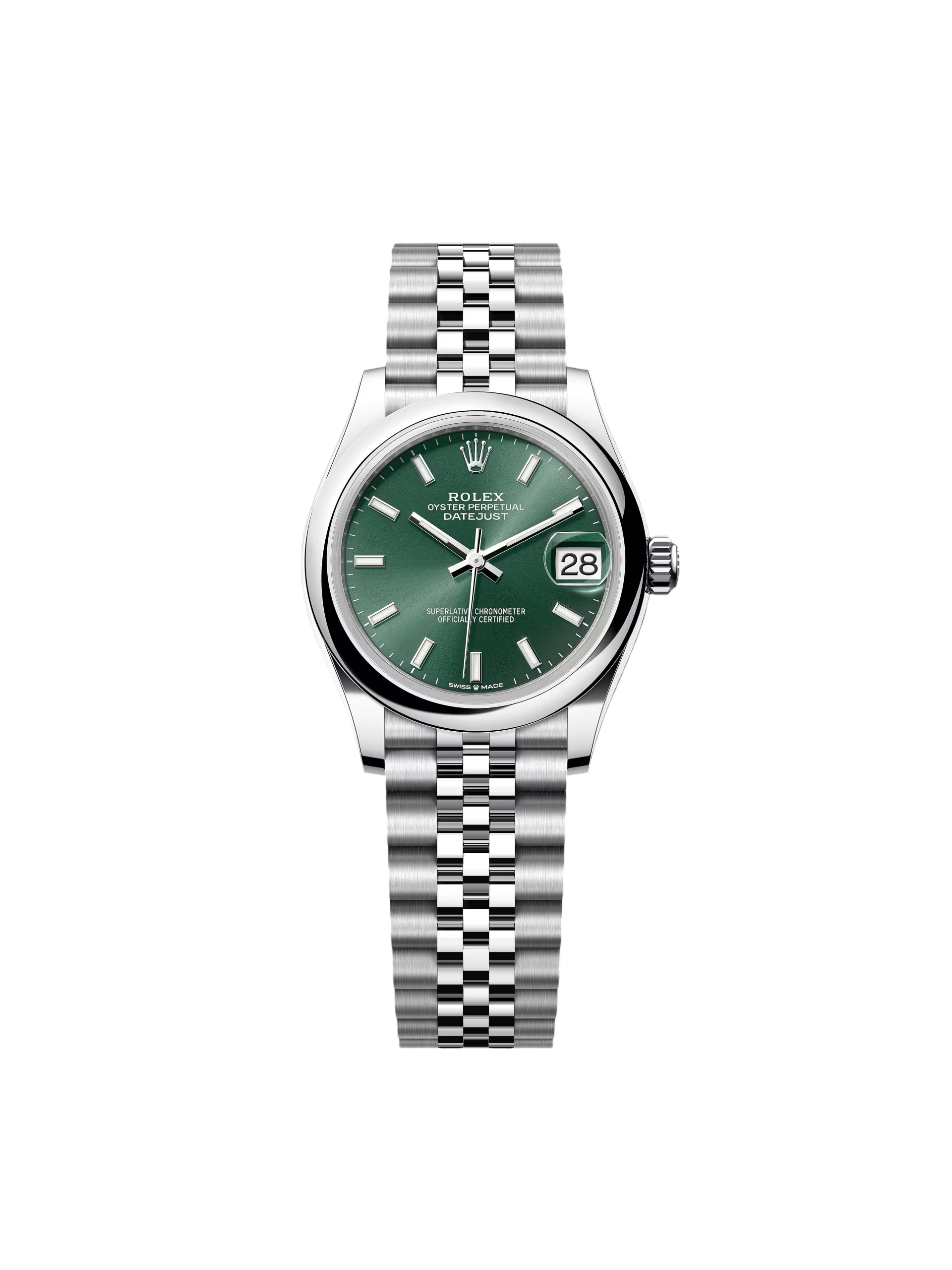 RLX Datejust m278240-0011/0012 31mm Green Stick Domed Bezel Oyster Oystersteel