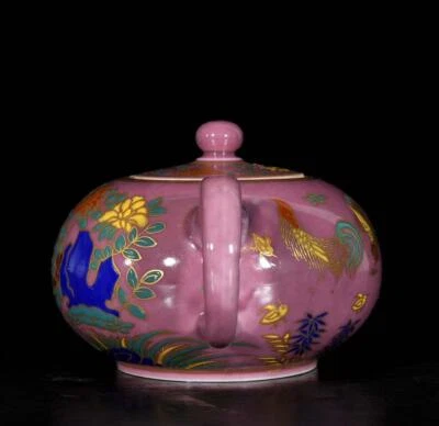 Chenghua Signed Old Chinese Wucai Teapot W/cock N3518
