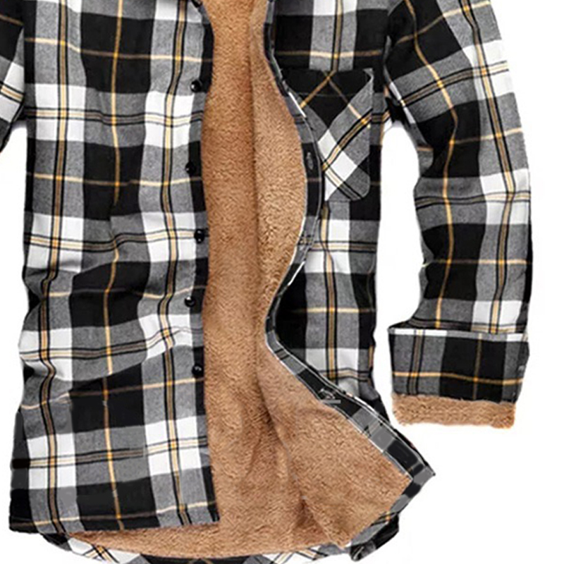 Checked Lapel Plus Velvet Padded Brushed Jacket