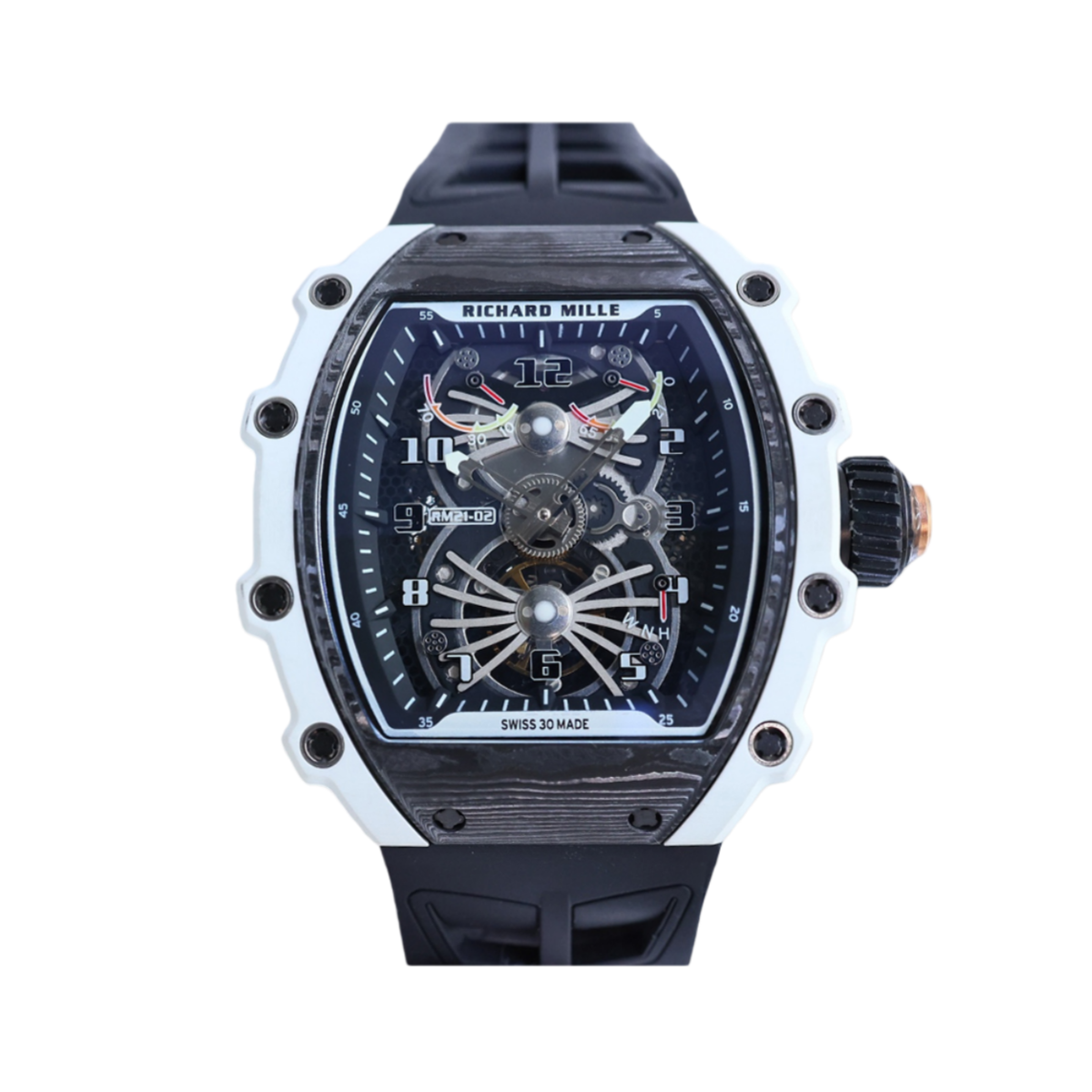 【7A Quality】Replica Richard Mille RM21-02 Watch – Swiss Skeleton Tourbillon, Carbon Case, Sport Style