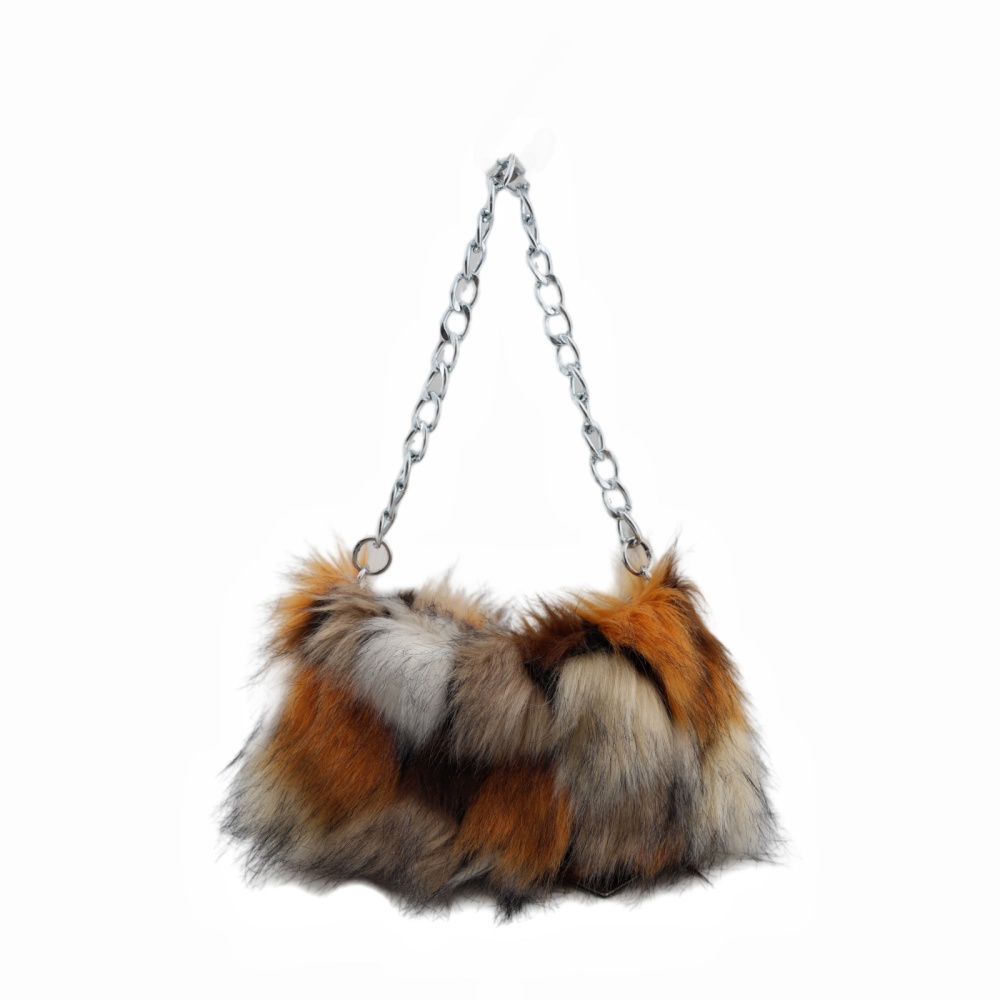 Plush leopard evening bag Asian style shoulder bag