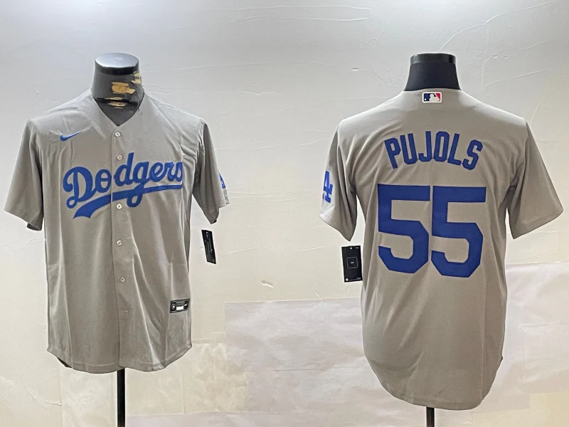 Men's Los Angeles Dodgers Albert Pujols #55 Gray Replica Player Jersey