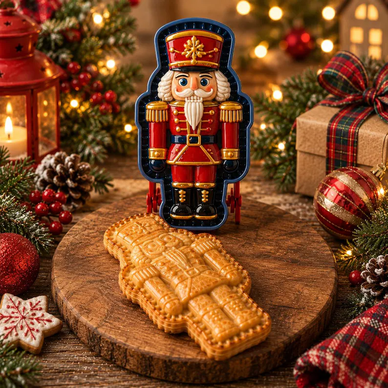 Christmas Mini Pie Mold, Holiday Baking Press, Santa Snowman Gingerbread Reindeer Nutcracker Tree Pastry Mold, Plastic Baking Tool