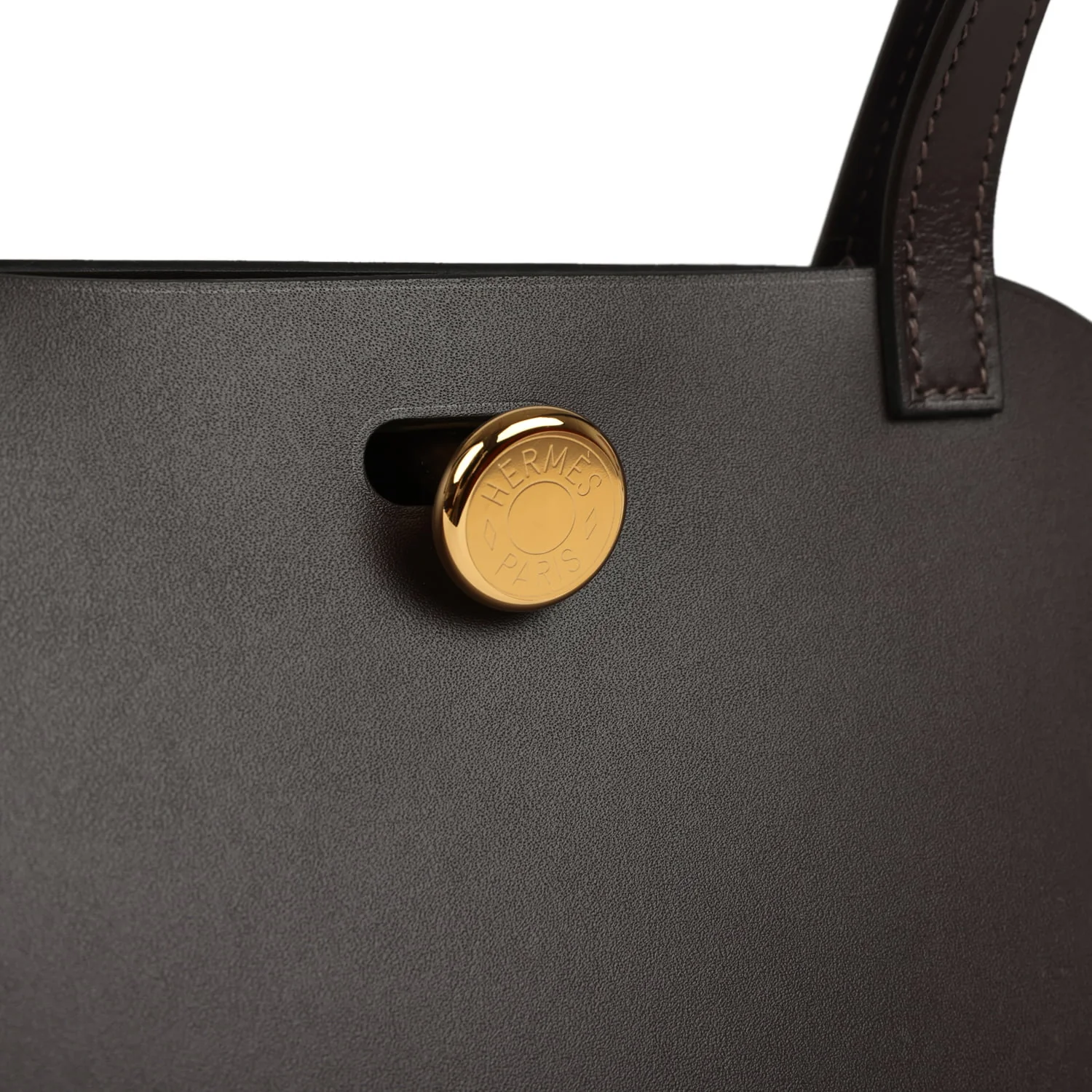 Hermes Tablier Sellier Ebene Vache Hunter, Swift, Toile Militaire Gold Hardware