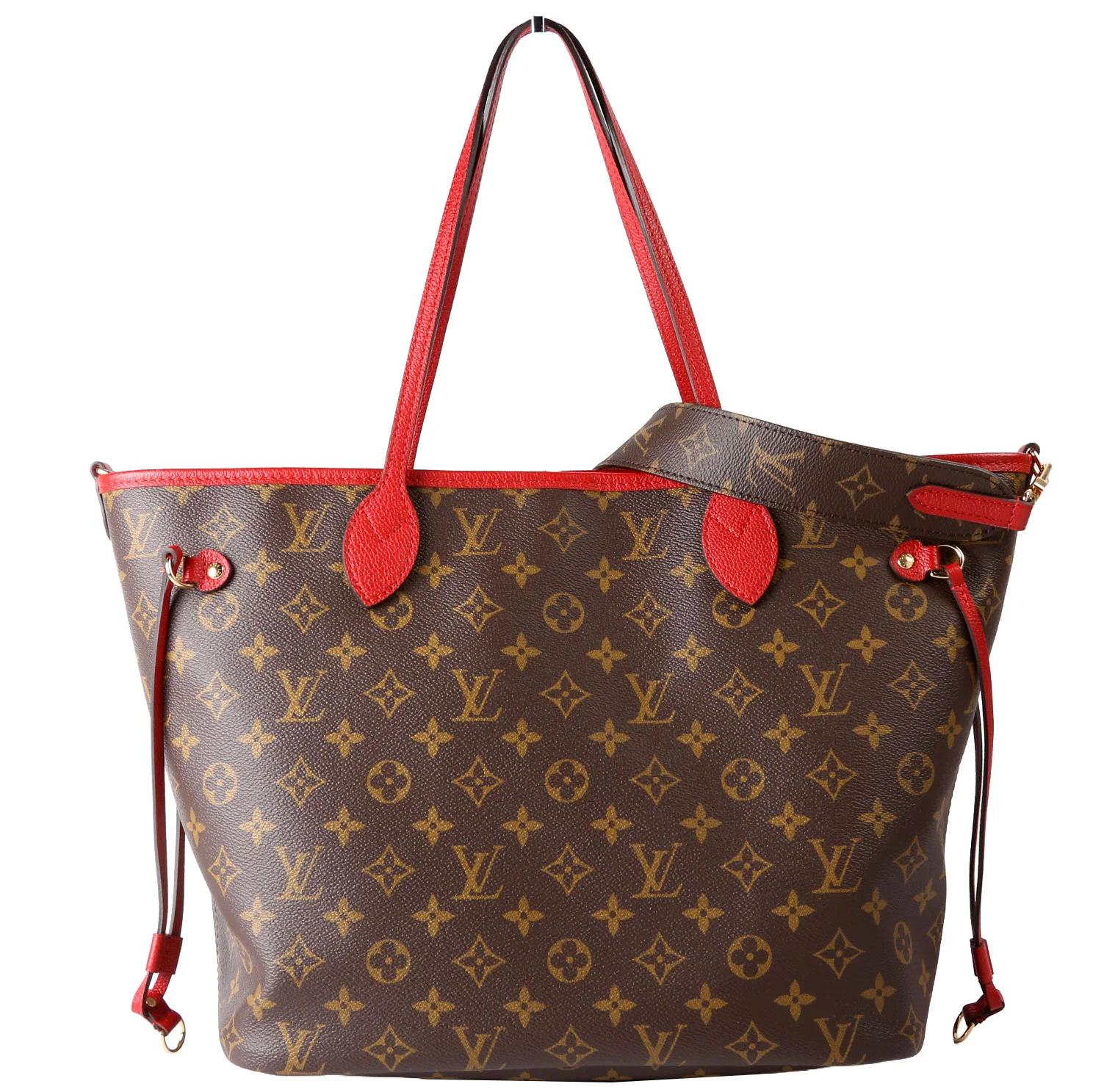 Neverfull MM Inside Out Leather/Monogram Brown/Red