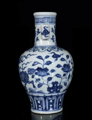 28CM Xuande Singed Old Chinese Blue and White Vase W/kylin N3290