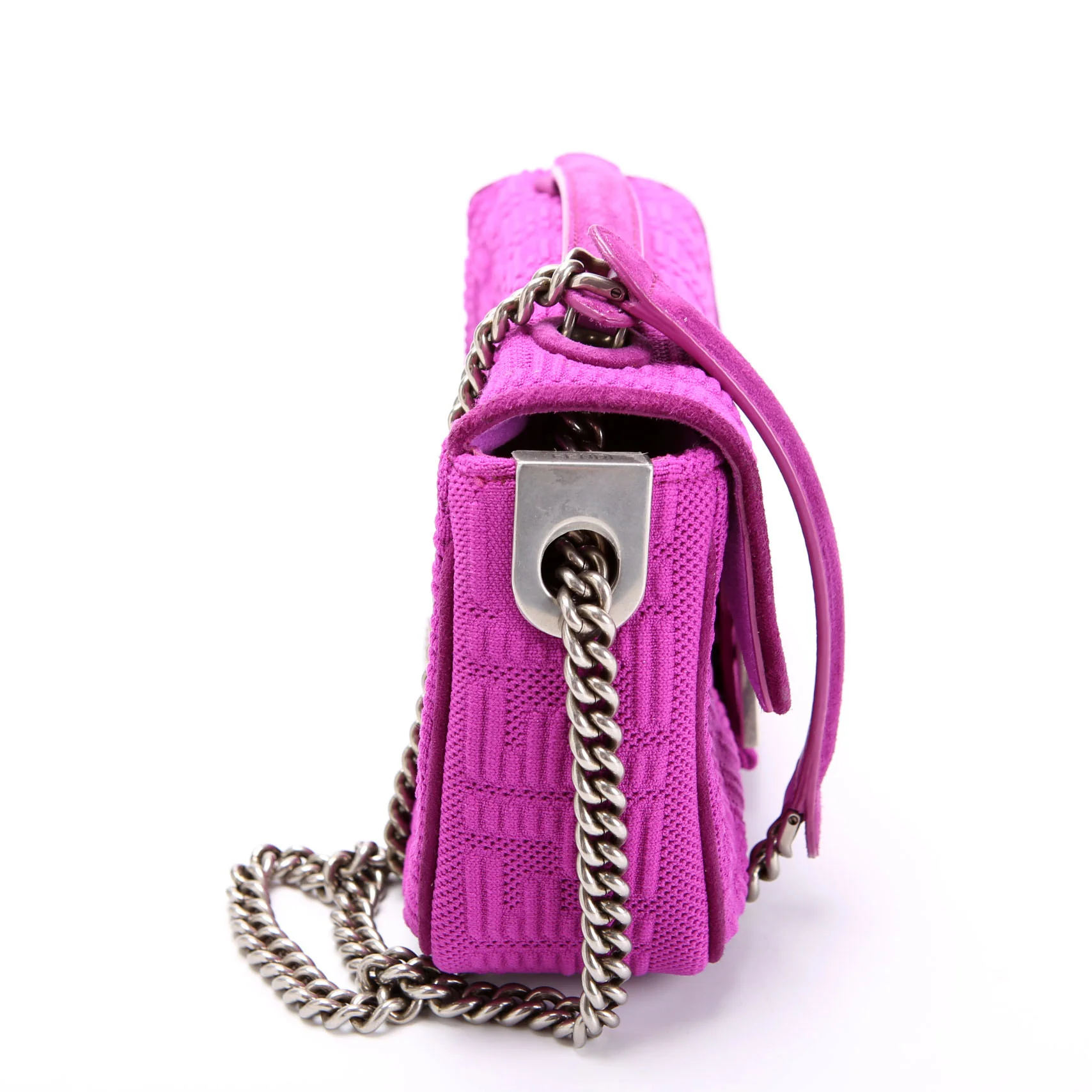 FENDI 8BR793 Zucca Midi Chain Baguette Fabric Purple