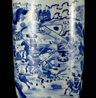 47CM Kangxi Signed Old Chinese Blue and White Vase W/figure N1190