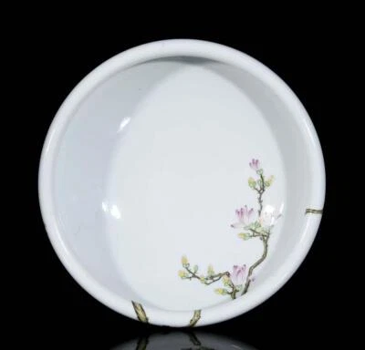 30CM Yongzheng Signed Old Chinese Colour Enamel Brush Washer W/flower N3437