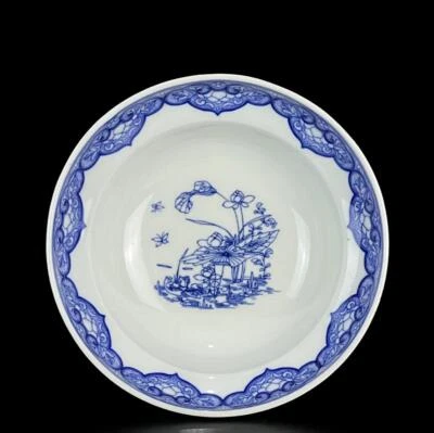 Kangxi Signed Old Chinese Blue and White Bowl W/flower N971