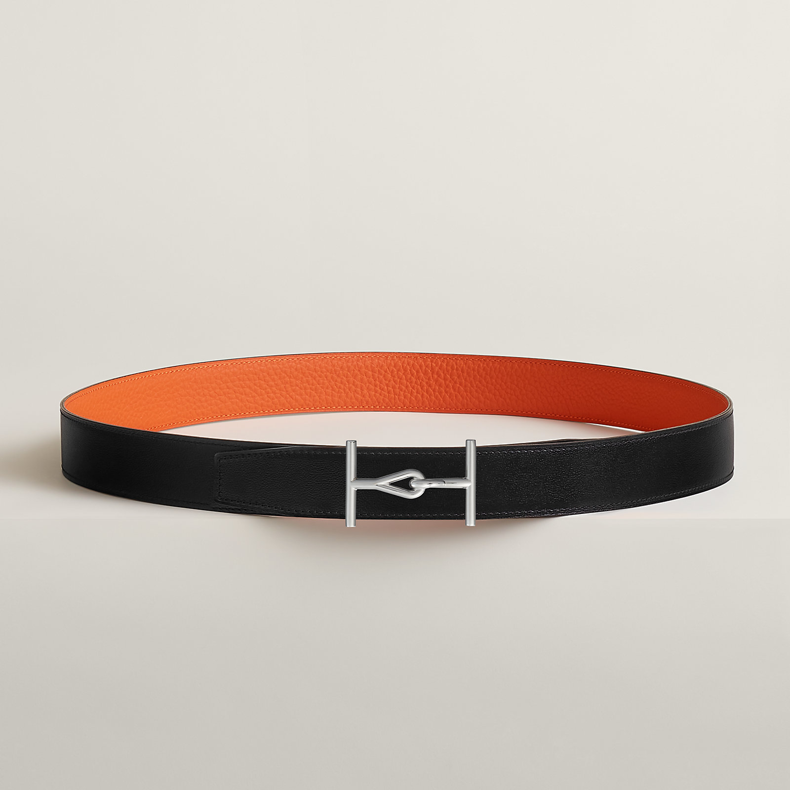 Jumbo belt buckle & Reversible leather strap 32 mm
