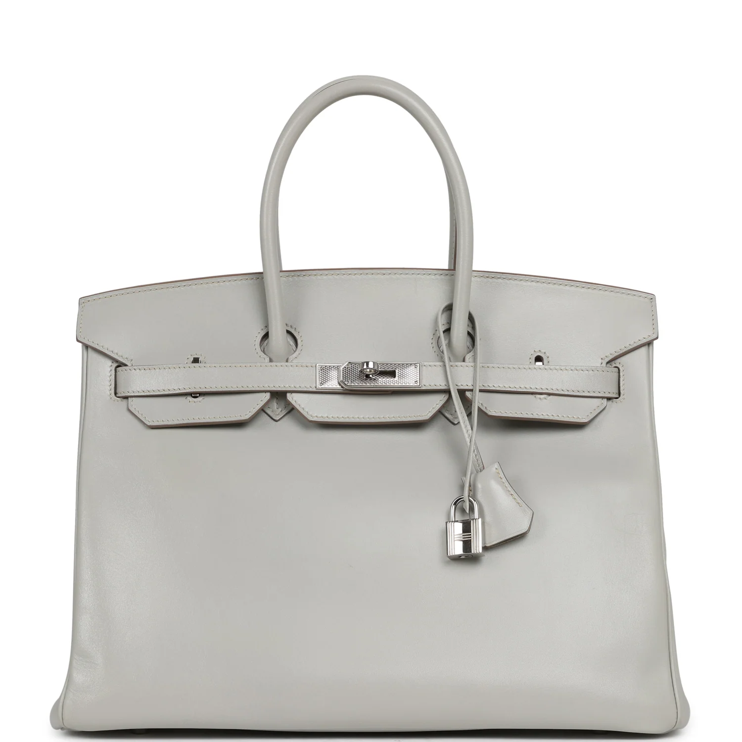 HERMÈS Birkin 35 Gris Perle Tadelakt Guilloche Palladium Hardware