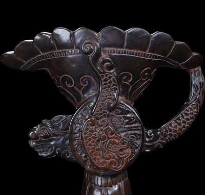 Jiajing Signed Old Chinese Cow Statue Cup w/dragon N4206