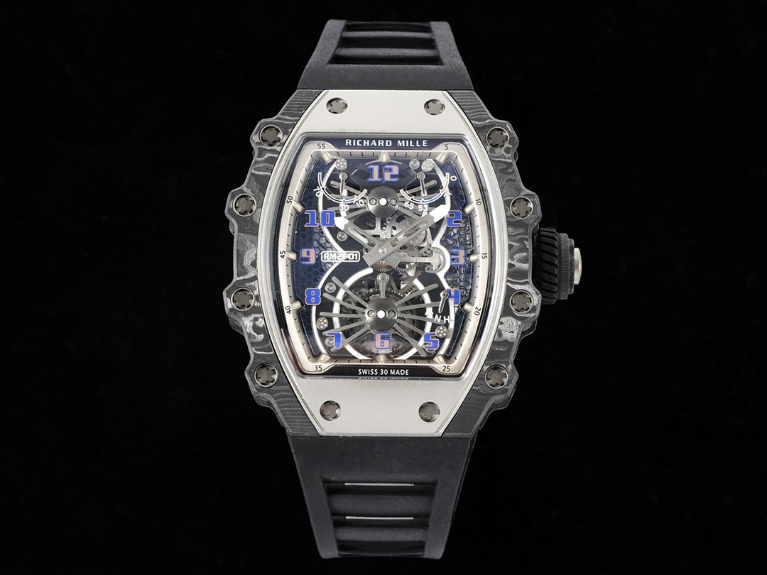 【7A Quality】Swiss Richard Mille RM 21-01 Replica Tourbillon Aerodyne Carbon Tpt Watch For Men – High-End Skeleton Dial
