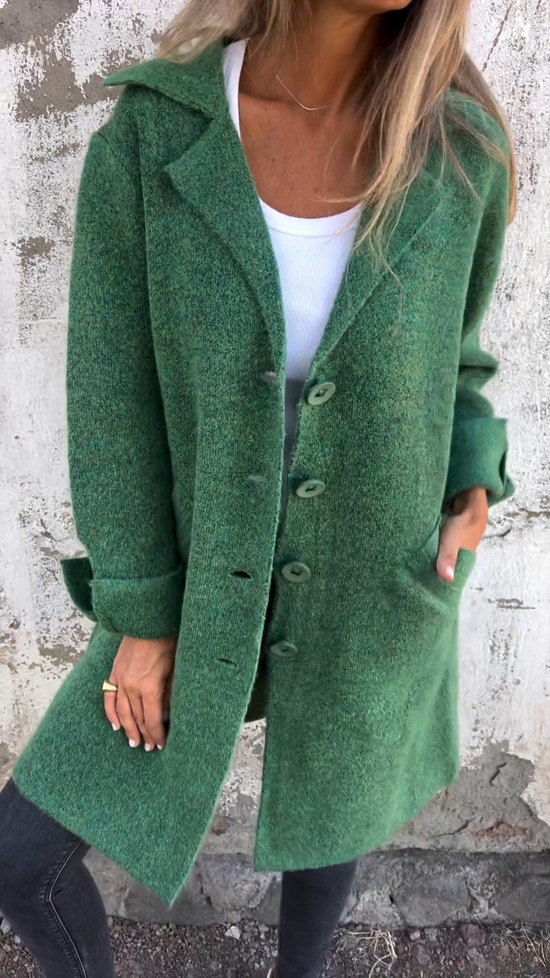 🌲 SALE🔥 Casual Lapel Wool Single Breasted Long Coat- 48% OFF