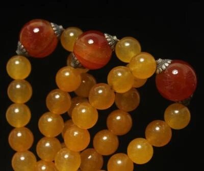 460G Fine Chinese Nephrite Coloured Glaze Necklace Court Beats