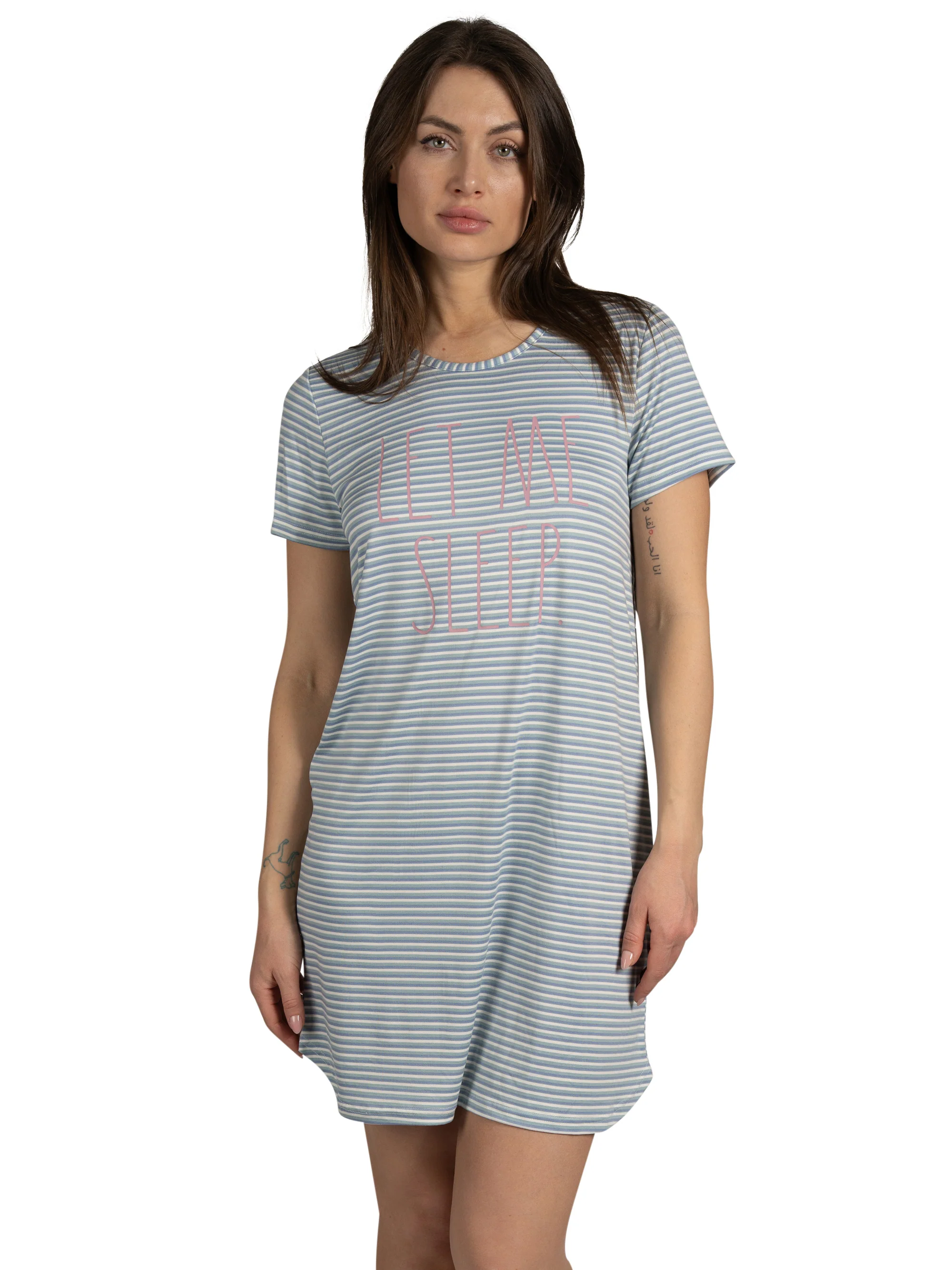 Women's 2-Pack Short Sleeve Shirttail Nightshirts Blue 