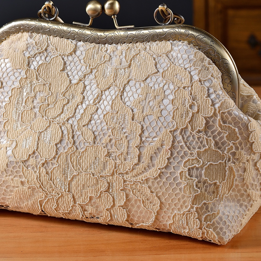Lady bronze handbag lace messenger bag