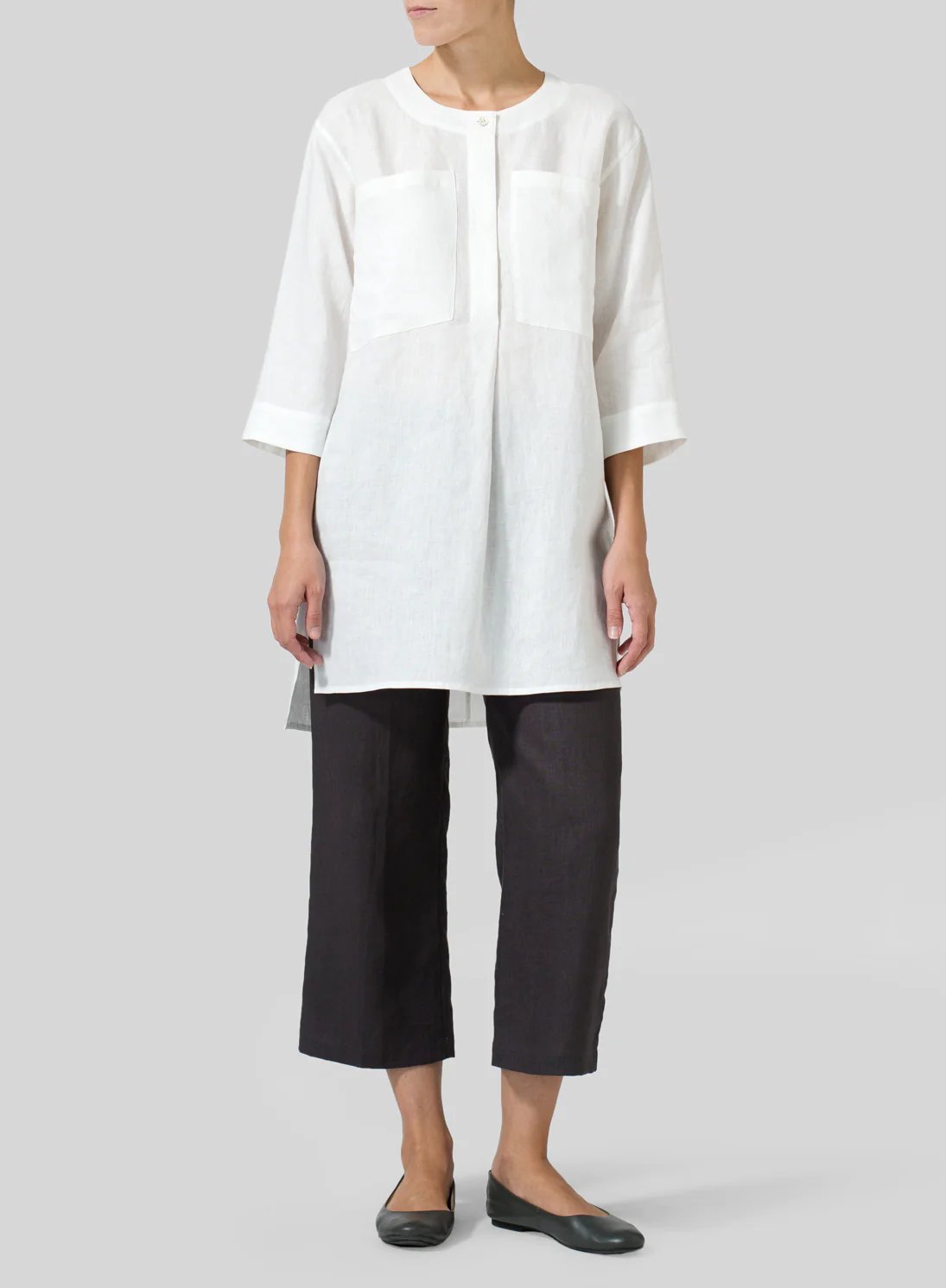 Womens Cotton Linen Pocket Fashion Shirt