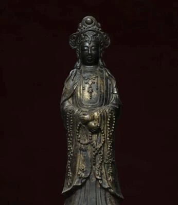 33CM Old Chinese Bronze Statue w/ Buddha N2916