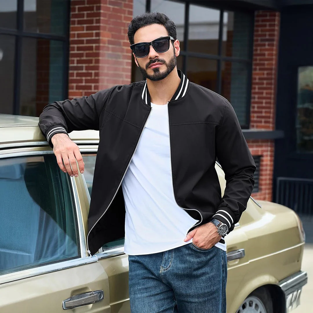 Men’s Lightweight Bomber Jacket Casual Windbreaker Coat