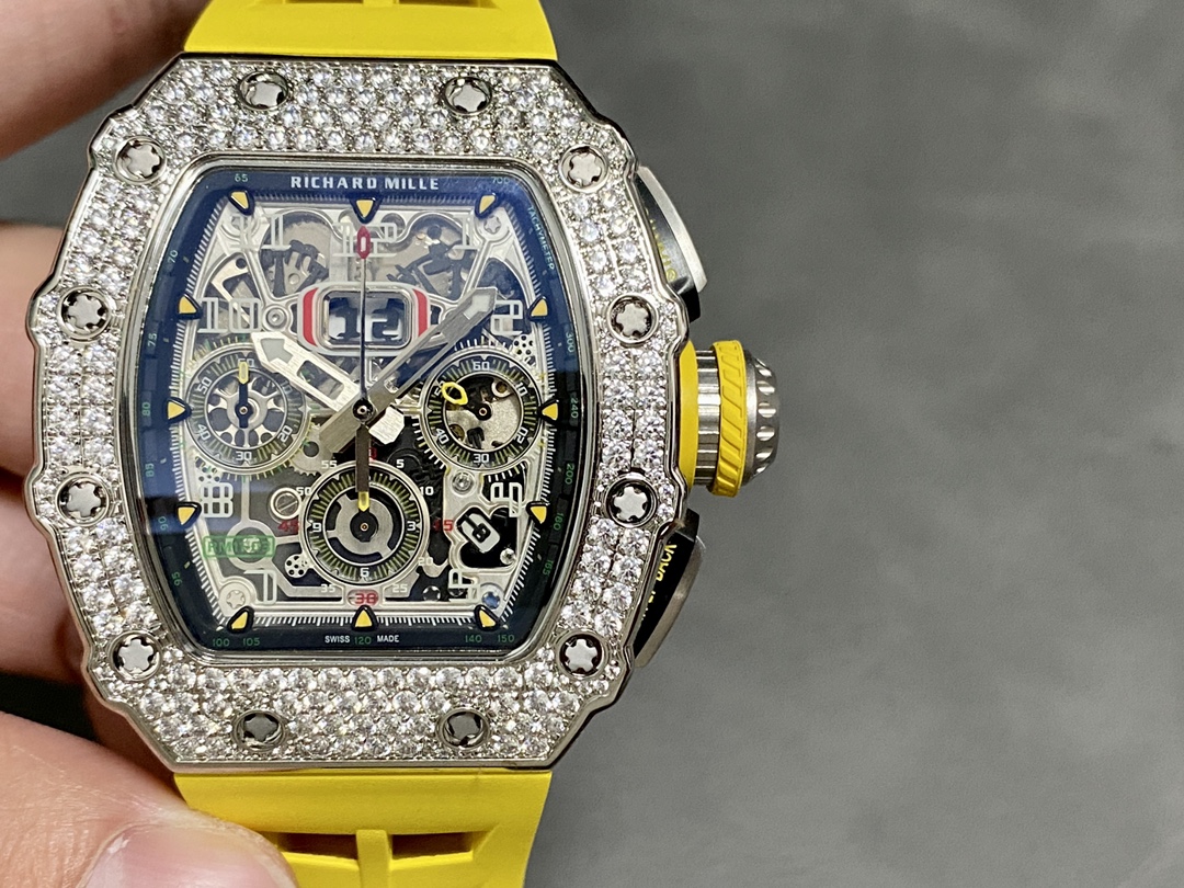 【7A Quality】Richard Mille RM 011 03 Stainless Steel & 18K Gold Diamond Bezel