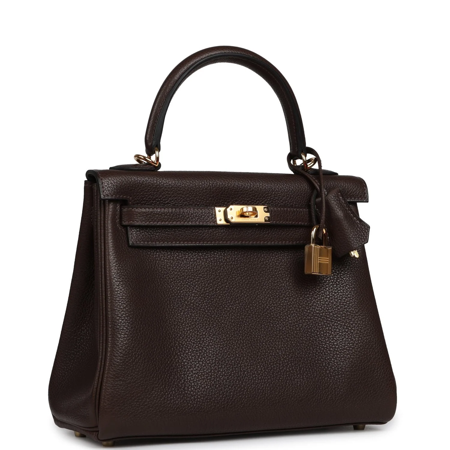 HERMÈS Kelly Retourne 25 Ebene Barenia Faubourg Gold Hardware