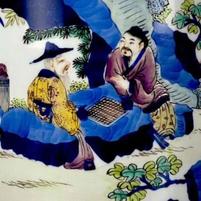 Xianfeng Signed Old Chinese Doucai Brush pot W/ figure N160