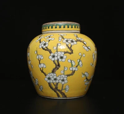 Antique Chinese Famille Rose Pot W/ plum blossom