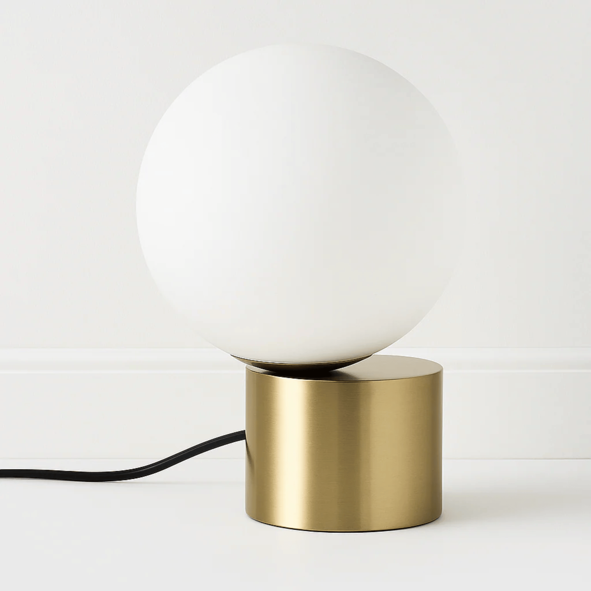 Brass Frosted Glass Ball Table Lamp