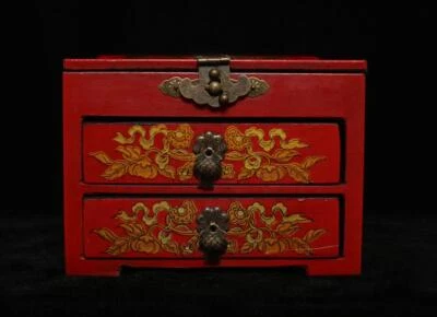 Old Chinese Rosewood Lacquerware Box Vanity Mirror